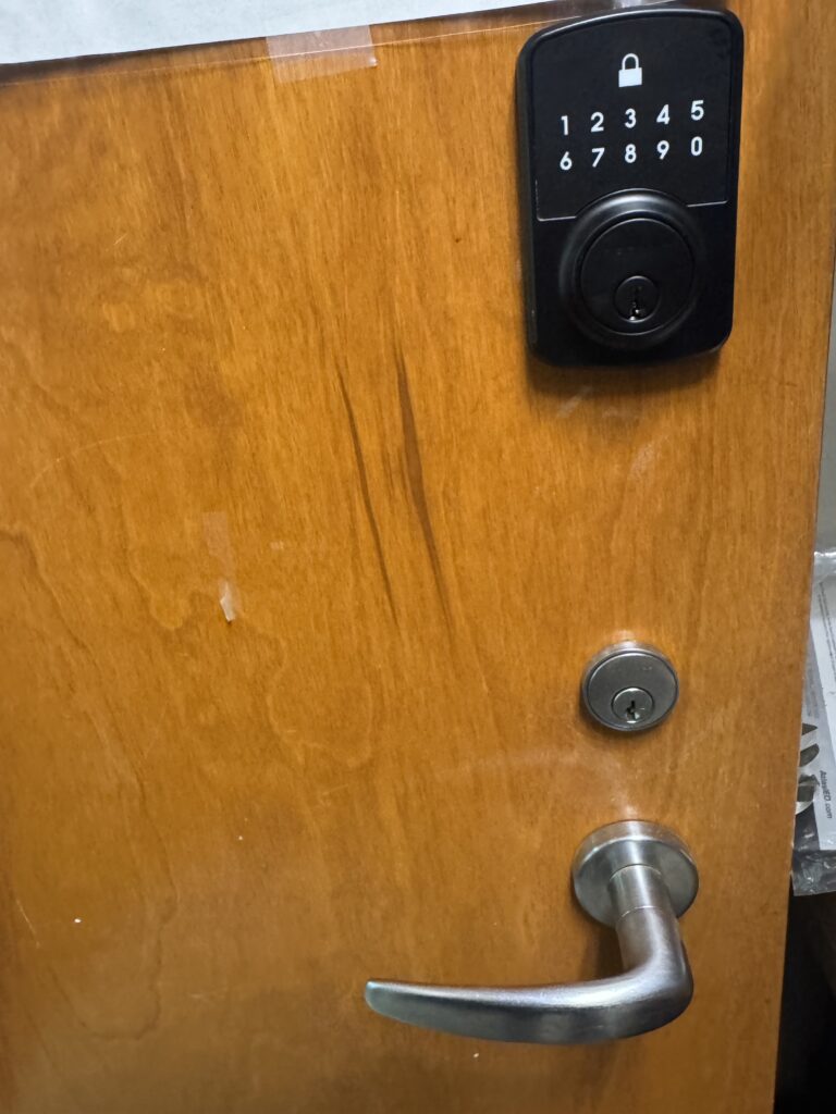 Smart keypad lock installed on a residential door in Northern Virginia