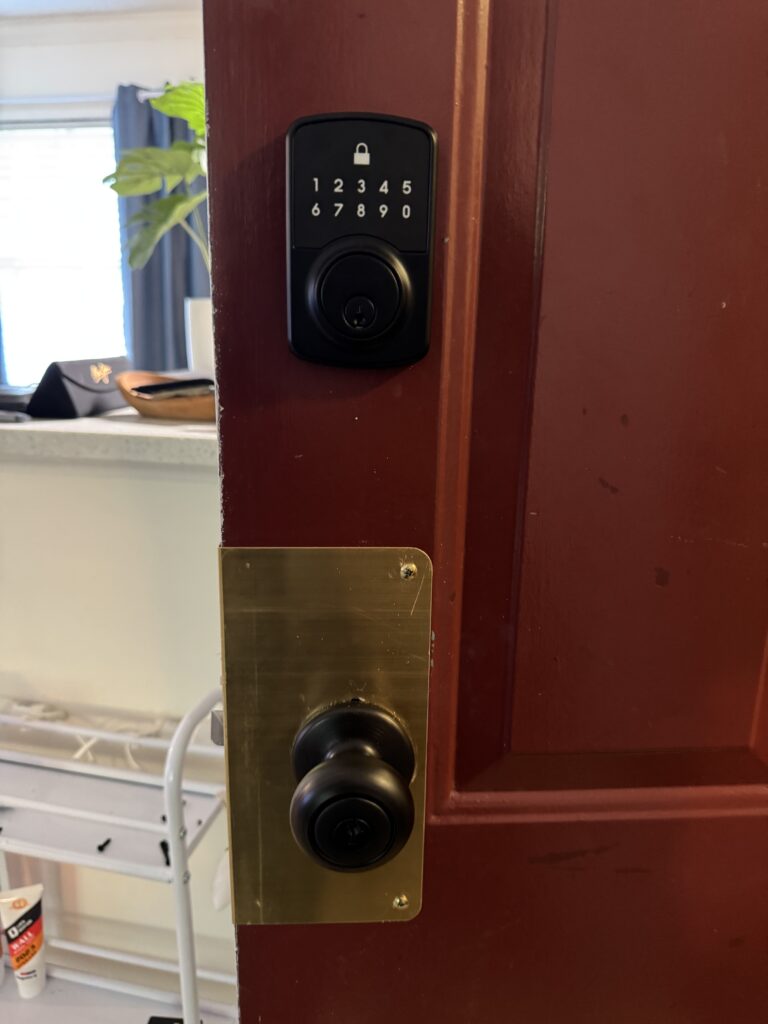 Smart keypad lock installed on a residential door in Northern Virginia